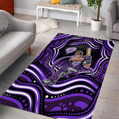 Hobart Hurricanes Cricket Area Rug Australian Cricket Mascot - Modern Indigenous Style