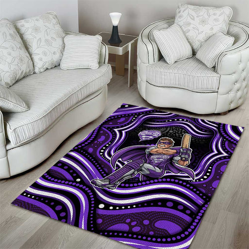 Hobart Hurricanes Cricket Area Rug Australian Cricket Mascot - Modern Indigenous Style
