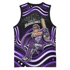 Hobart Hurricanes Cricket Basketball Jersey Australian Cricket Mascot - Modern Indigenous Style
