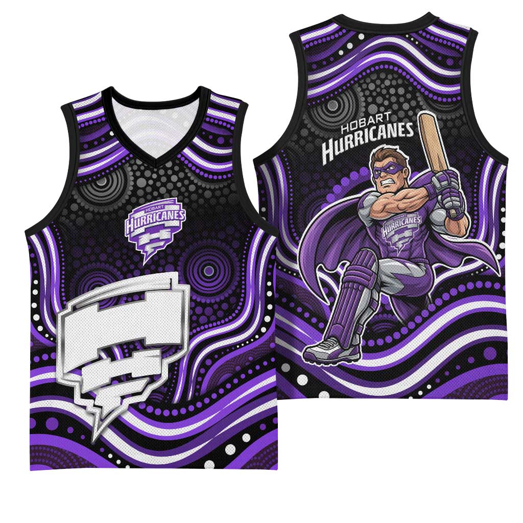 Hobart Hurricanes Cricket Basketball Jersey Australian Cricket Mascot - Modern Indigenous Style