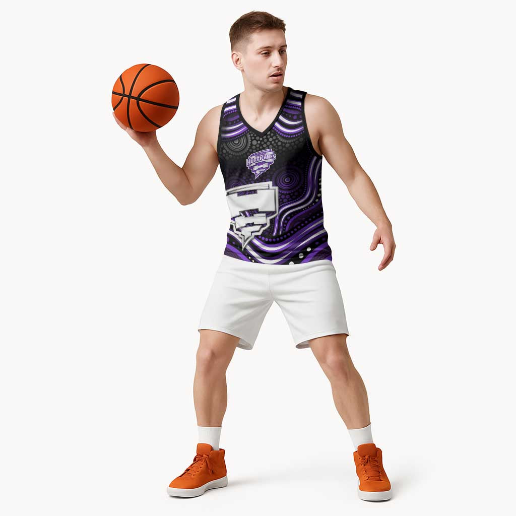 Hobart Hurricanes Cricket Basketball Jersey Australian Cricket Mascot - Modern Indigenous Style