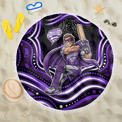 Hobart Hurricanes Cricket Beach Blanket Australian Cricket Mascot - Modern Indigenous Style