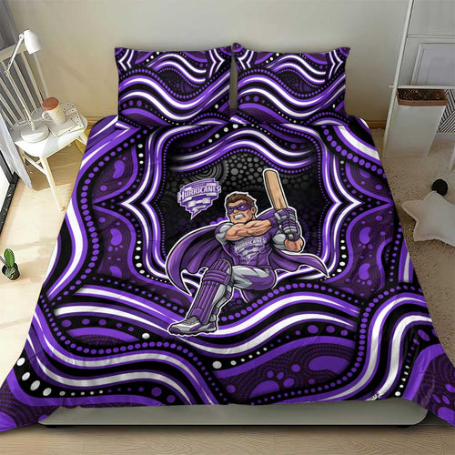 Hobart Hurricanes Cricket Bedding Set Australian Cricket Mascot - Modern Indigenous Style