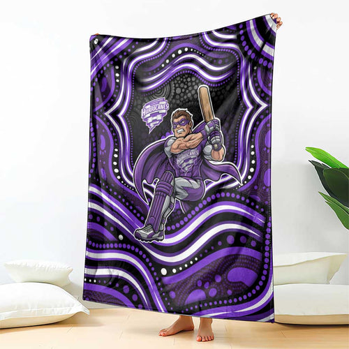 Hobart Hurricanes Cricket Blanket Australian Cricket Mascot - Modern Indigenous Style