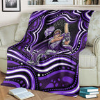 Hobart Hurricanes Cricket Blanket Australian Cricket Mascot - Modern Indigenous Style
