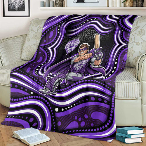 Hobart Hurricanes Cricket Blanket Australian Cricket Mascot - Modern Indigenous Style
