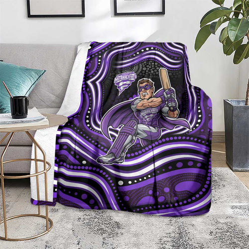 Hobart Hurricanes Cricket Blanket Australian Cricket Mascot - Modern Indigenous Style