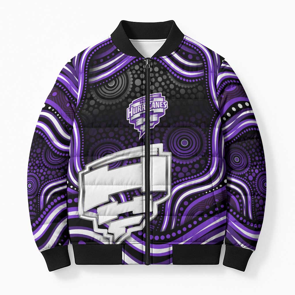 Hobart Hurricanes Cricket Bomber Puffer Jacket Australian Cricket Mascot - Modern Indigenous Style