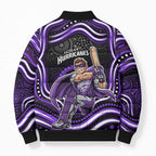 Hobart Hurricanes Cricket Bomber Puffer Jacket Australian Cricket Mascot - Modern Indigenous Style