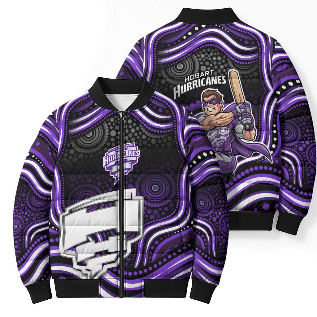 Hobart Hurricanes Cricket Bomber Puffer Jacket Australian Cricket Mascot - Modern Indigenous Style