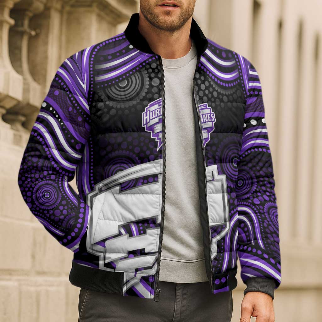 Hobart Hurricanes Cricket Bomber Puffer Jacket Australian Cricket Mascot - Modern Indigenous Style