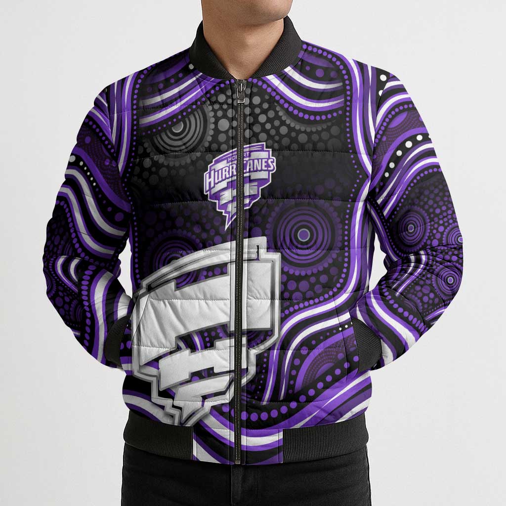 Hobart Hurricanes Cricket Bomber Puffer Jacket Australian Cricket Mascot - Modern Indigenous Style