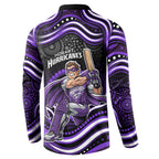 Hobart Hurricanes Cricket Button Sweatshirt Australian Cricket Mascot - Modern Indigenous Style