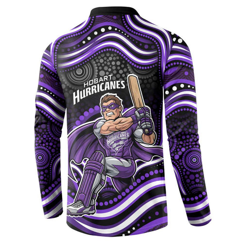 Hobart Hurricanes Cricket Button Sweatshirt Australian Cricket Mascot - Modern Indigenous Style