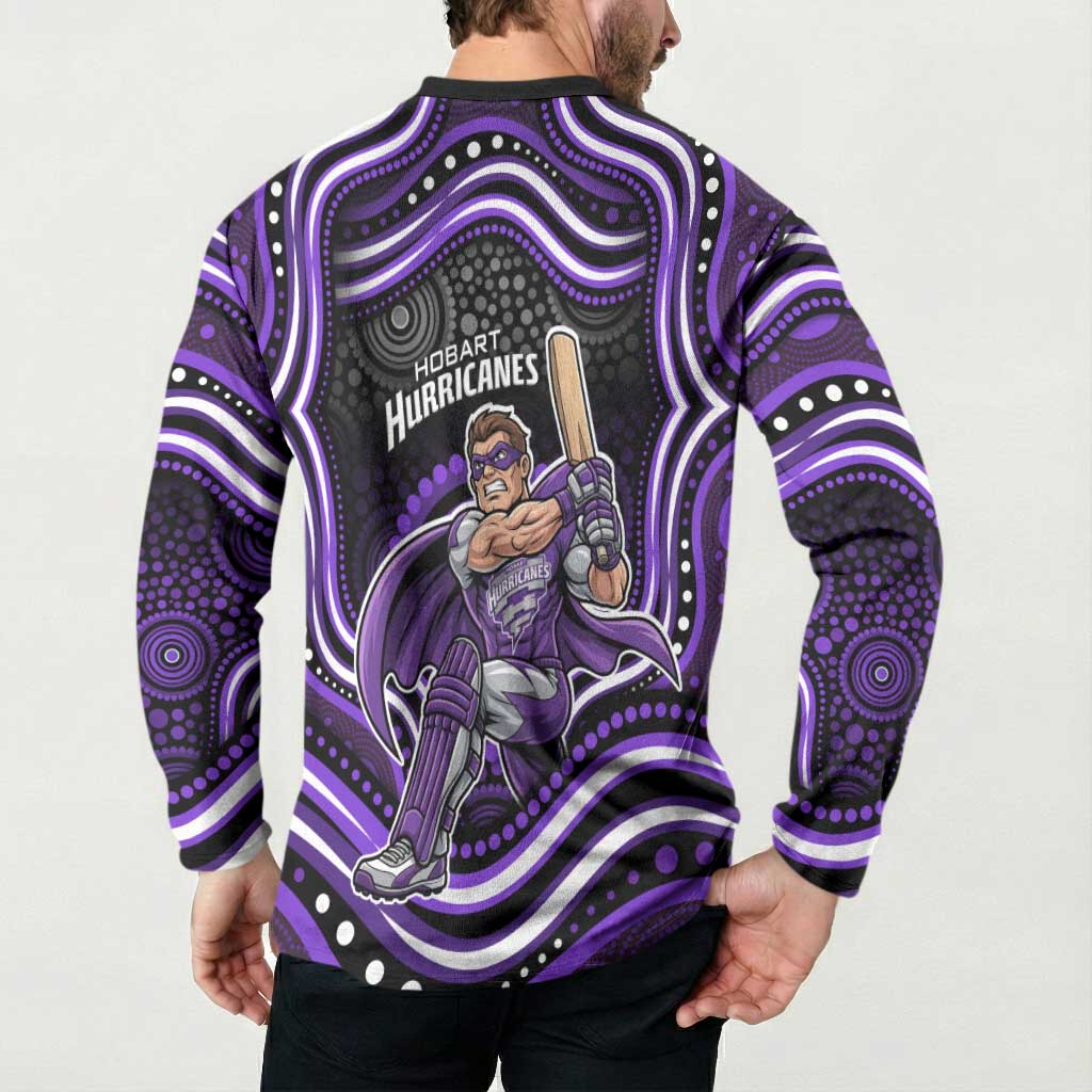 Hobart Hurricanes Cricket Button Sweatshirt Australian Cricket Mascot - Modern Indigenous Style