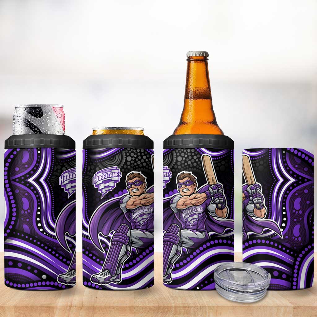 Hobart Hurricanes Cricket 4 in 1 Can Cooler Tumbler Australian Cricket Mascot - Modern Indigenous Style