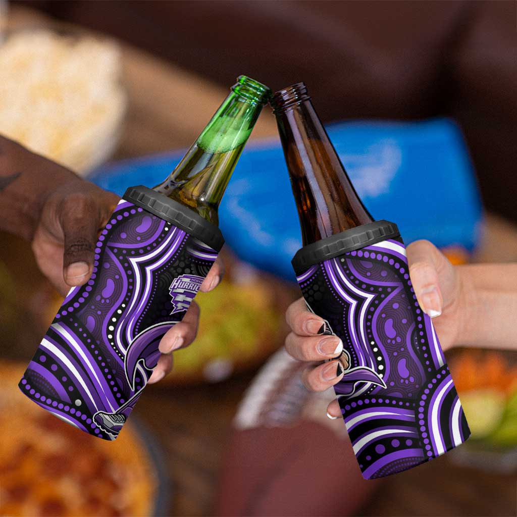 Hobart Hurricanes Cricket 4 in 1 Can Cooler Tumbler Australian Cricket Mascot - Modern Indigenous Style