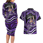 Hobart Hurricanes Cricket Couples Matching Long Sleeve Bodycon Dress and Hawaiian Shirt Australian Cricket Mascot - Modern Indigenous Style