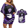 Hobart Hurricanes Cricket Couples Matching Off Shoulder Short Dress and Hawaiian Shirt Australian Cricket Mascot - Modern Indigenous Style