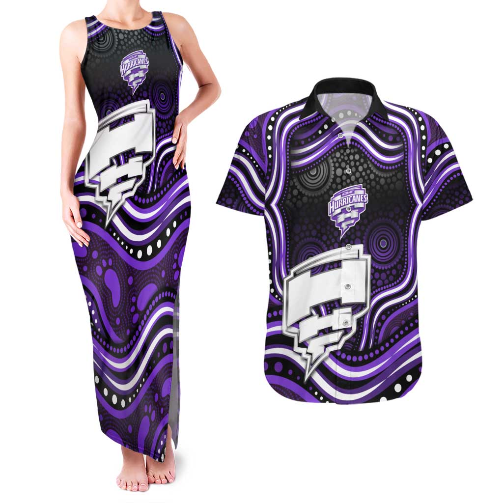 Hobart Hurricanes Cricket Couples Matching Tank Maxi Dress and Hawaiian Shirt Australian Cricket Mascot - Modern Indigenous Style