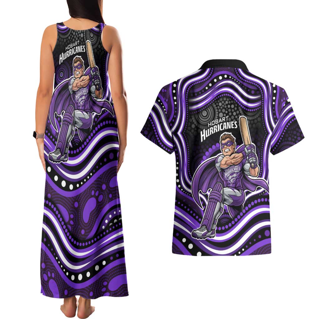 Hobart Hurricanes Cricket Couples Matching Tank Maxi Dress and Hawaiian Shirt Australian Cricket Mascot - Modern Indigenous Style