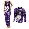 Hobart Hurricanes Cricket Couples Matching Tank Maxi Dress and Long Sleeve Button Shirt Australian Cricket Mascot - Modern Indigenous Style