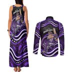 Hobart Hurricanes Cricket Couples Matching Tank Maxi Dress and Long Sleeve Button Shirt Australian Cricket Mascot - Modern Indigenous Style