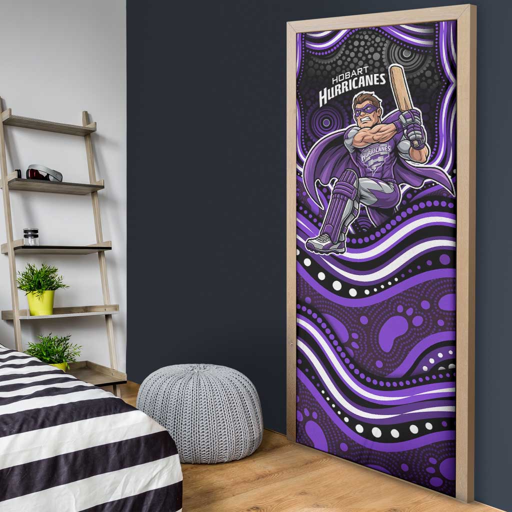 Hobart Hurricanes Cricket Door Cover Australian Cricket Mascot - Modern Indigenous Style