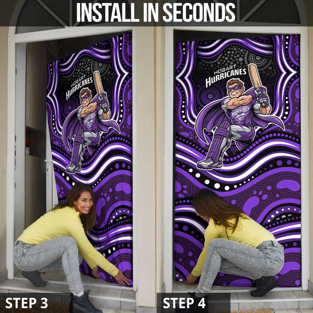Hobart Hurricanes Cricket Door Cover Australian Cricket Mascot - Modern Indigenous Style