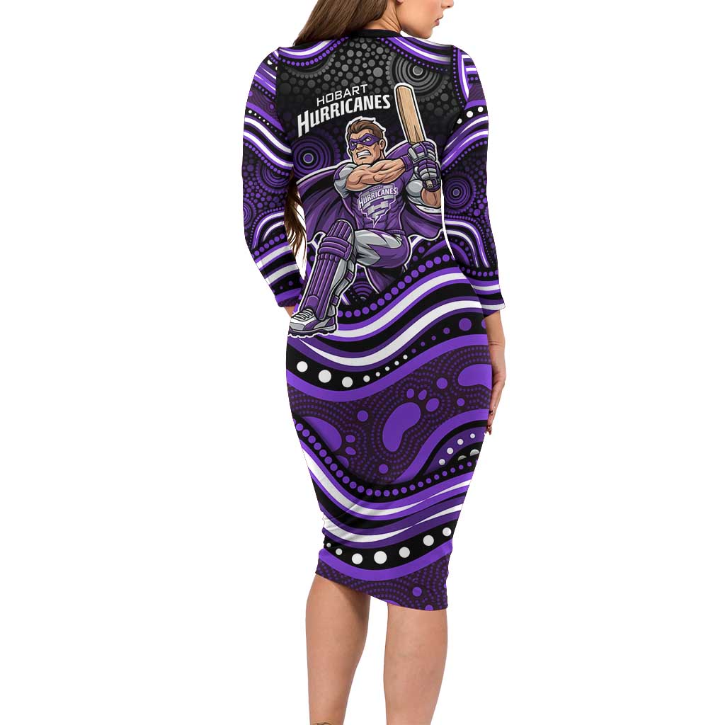 Hobart Hurricanes Cricket Family Matching Long Sleeve Bodycon Dress and Hawaiian Shirt Australian Cricket Mascot - Modern Indigenous Style