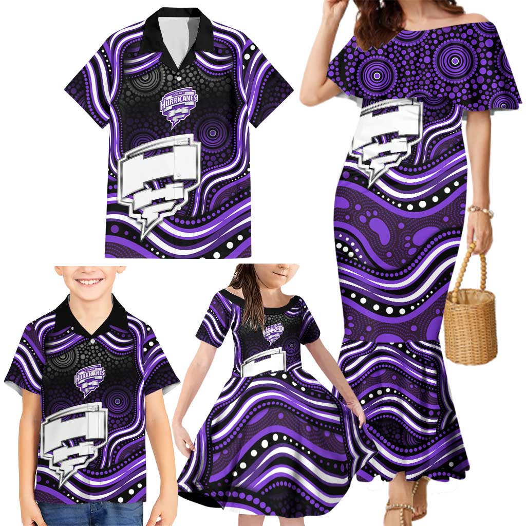 Hobart Hurricanes Cricket Family Matching Mermaid Dress and Hawaiian Shirt Australian Cricket Mascot - Modern Indigenous Style