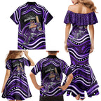 Hobart Hurricanes Cricket Family Matching Mermaid Dress and Hawaiian Shirt Australian Cricket Mascot - Modern Indigenous Style