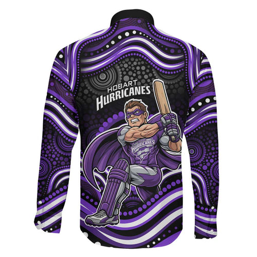 Hobart Hurricanes Cricket Family Matching Off The Shoulder Long Sleeve Dress and Hawaiian Shirt Australian Cricket Mascot - Modern Indigenous Style