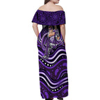 Hobart Hurricanes Cricket Family Matching Off Shoulder Maxi Dress and Hawaiian Shirt Australian Cricket Mascot - Modern Indigenous Style