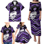 Hobart Hurricanes Cricket Family Matching Puletasi and Hawaiian Shirt Australian Cricket Mascot - Modern Indigenous Style