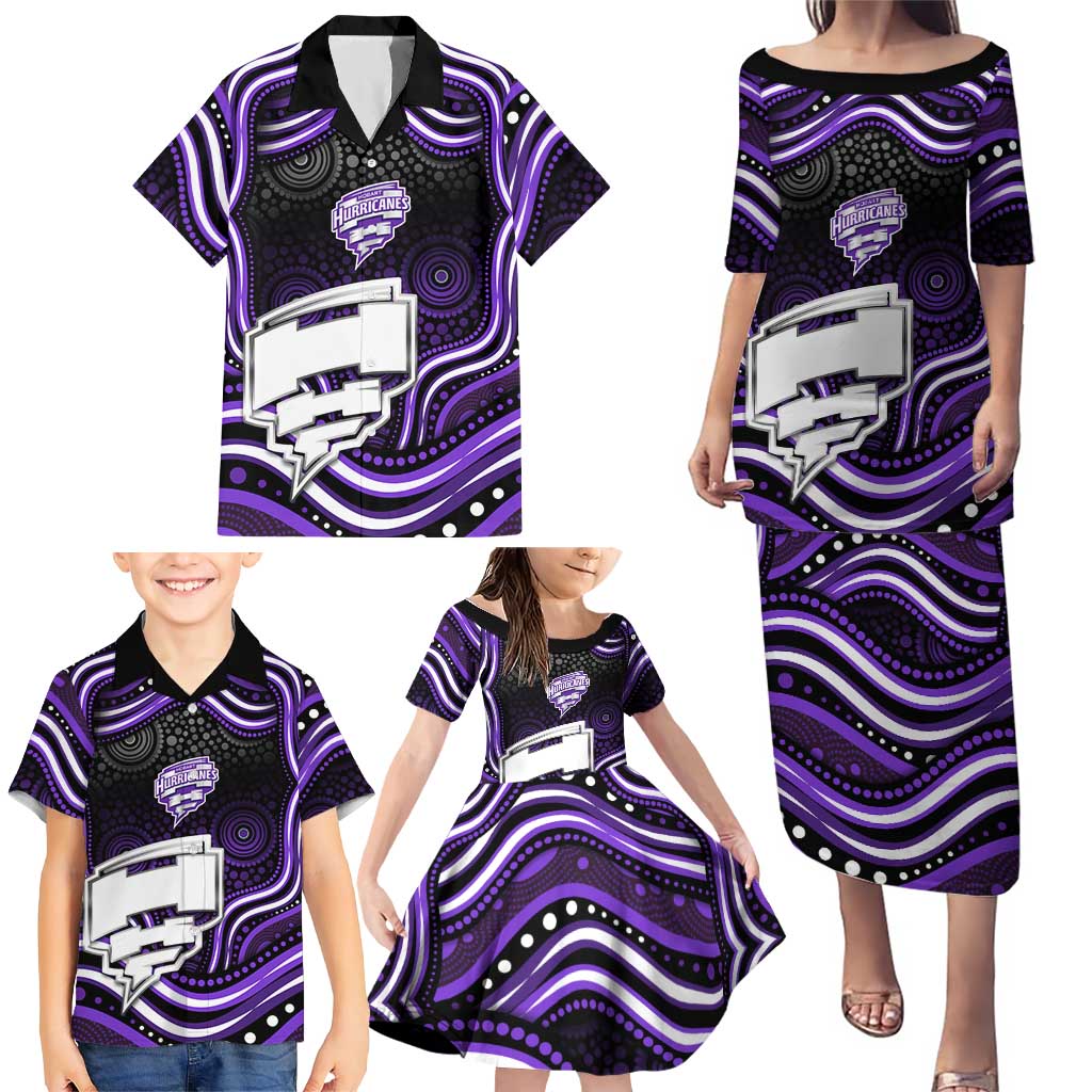 Hobart Hurricanes Cricket Family Matching Puletasi and Hawaiian Shirt Australian Cricket Mascot - Modern Indigenous Style
