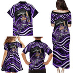 Hobart Hurricanes Cricket Family Matching Puletasi and Hawaiian Shirt Australian Cricket Mascot - Modern Indigenous Style