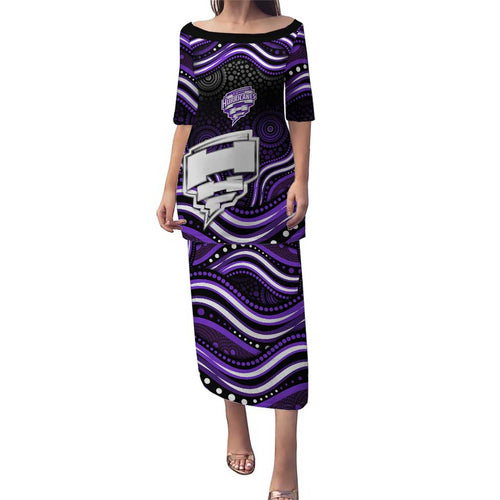 Hobart Hurricanes Cricket Family Matching Puletasi and Hawaiian Shirt Australian Cricket Mascot - Modern Indigenous Style