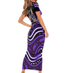 Hobart Hurricanes Cricket Family Matching Short Sleeve Bodycon Dress and Hawaiian Shirt Australian Cricket Mascot - Modern Indigenous Style