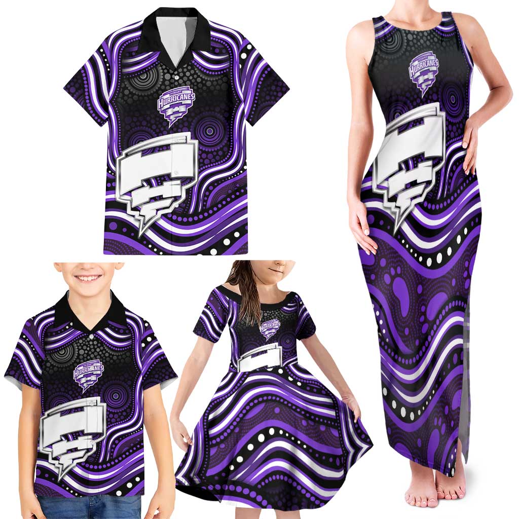Hobart Hurricanes Cricket Family Matching Tank Maxi Dress and Hawaiian Shirt Australian Cricket Mascot - Modern Indigenous Style