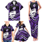 Hobart Hurricanes Cricket Family Matching Tank Maxi Dress and Hawaiian Shirt Australian Cricket Mascot - Modern Indigenous Style