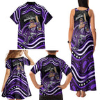 Hobart Hurricanes Cricket Family Matching Tank Maxi Dress and Hawaiian Shirt Australian Cricket Mascot - Modern Indigenous Style