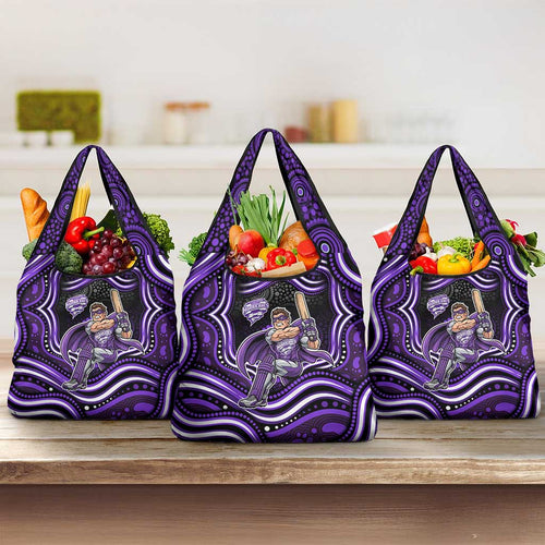 Hobart Hurricanes Cricket Grocery Bag Australian Cricket Mascot - Modern Indigenous Style