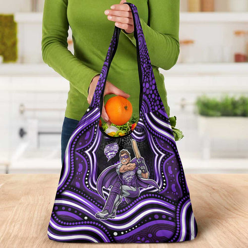 Hobart Hurricanes Cricket Grocery Bag Australian Cricket Mascot - Modern Indigenous Style