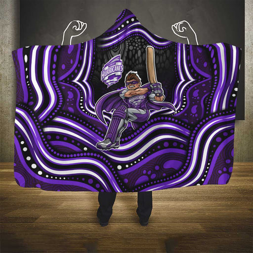 Hobart Hurricanes Cricket Hooded Blanket Australian Cricket Mascot - Modern Indigenous Style