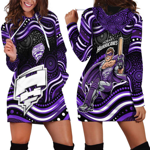 Hobart Hurricanes Cricket Hoodie Dress Australian Cricket Mascot - Modern Indigenous Style