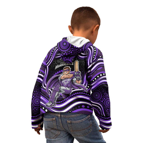 Hobart Hurricanes Cricket Kid Hoodie Australian Cricket Mascot - Modern Indigenous Style