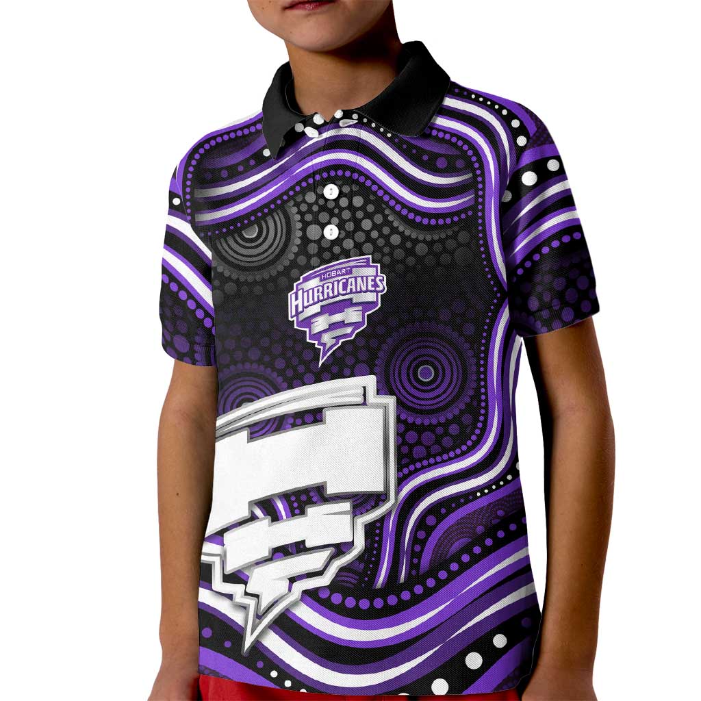 Hobart Hurricanes Cricket Kid Polo Shirt Australian Cricket Mascot - Modern Indigenous Style