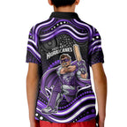 Hobart Hurricanes Cricket Kid Polo Shirt Australian Cricket Mascot - Modern Indigenous Style