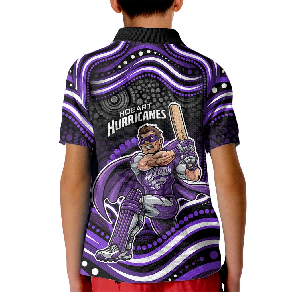Hobart Hurricanes Cricket Kid Polo Shirt Australian Cricket Mascot - Modern Indigenous Style